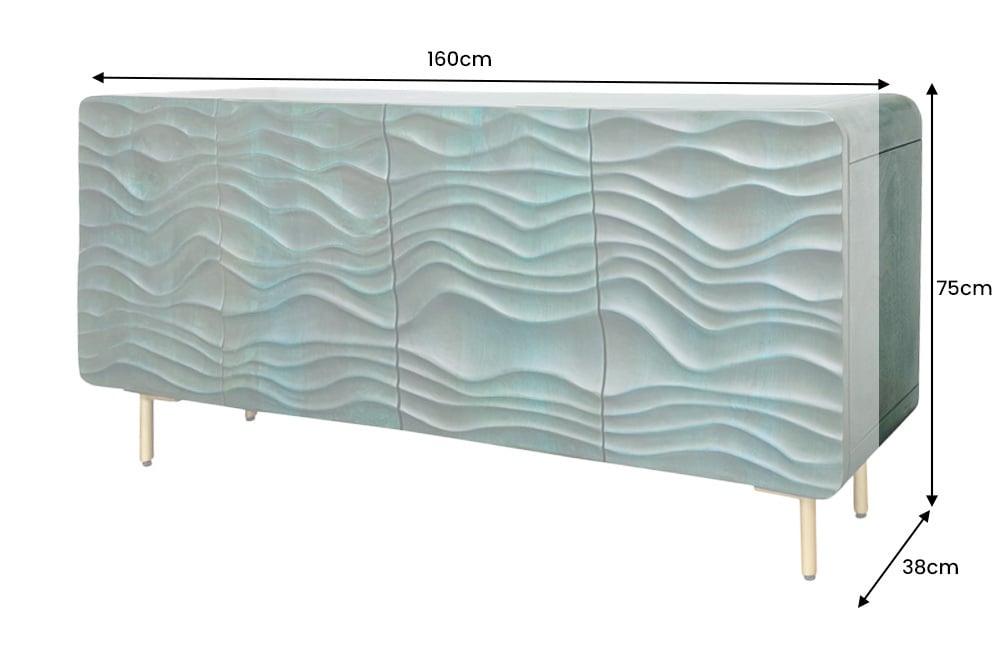 Buffet WAVE 160cm en manguier turquoise - 45635