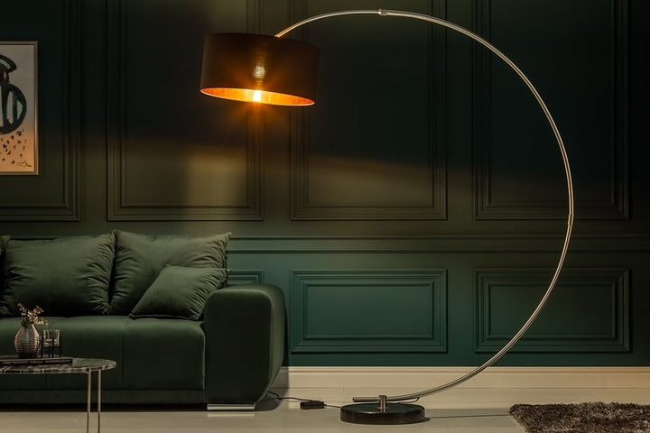 Lampe à arc réglable PYTHON 190cm lampe à arc rétro noir doré - 5758