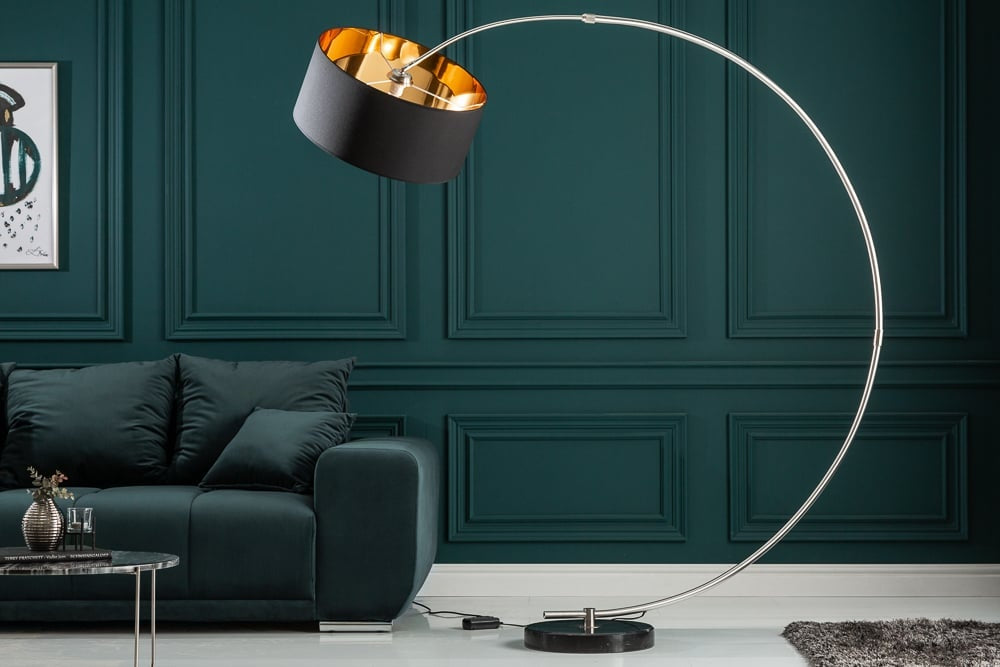 Lampe à arc réglable PYTHON 190cm lampe à arc rétro noir doré - 5758