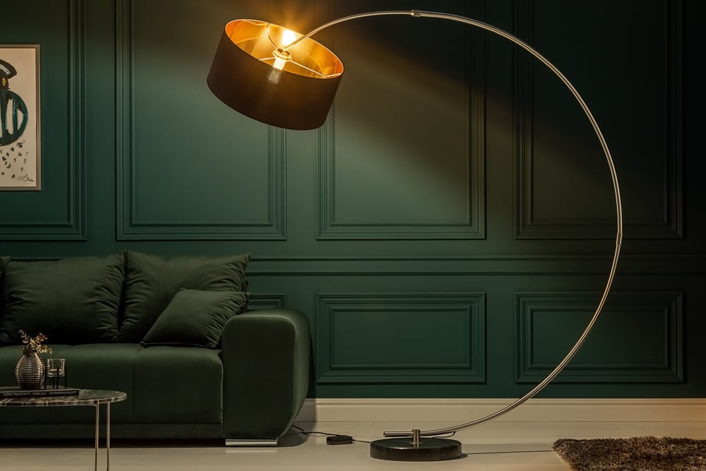 Lampe à arc réglable PYTHON 190cm lampe à arc rétro noir doré - 5758