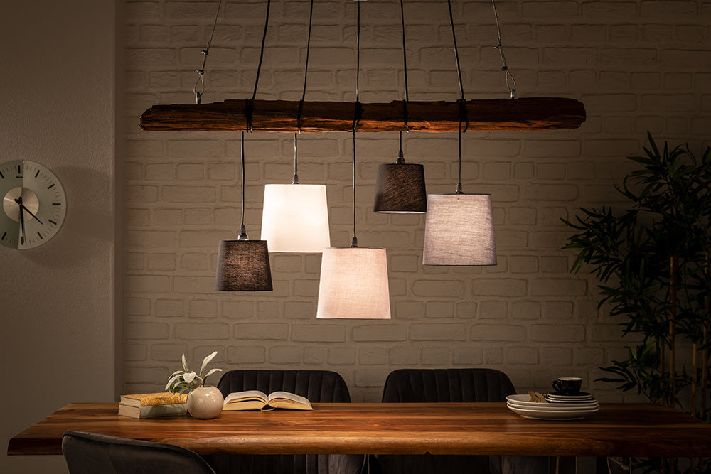 Lampe à suspension design LEVELS 115cm en bois flotté noir-gris avec 5 lumières - 40693