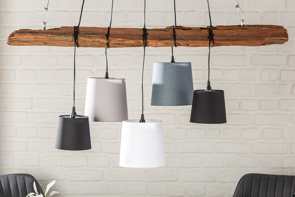 Lampe à suspension design LEVELS 115cm en bois flotté noir-gris avec 5 lumières - 40693