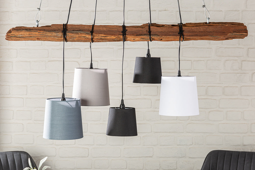Lampe à suspension design LEVELS 115cm en bois flotté noir-gris avec 5 lumières - 40693