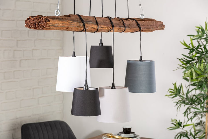 Lampe à suspension design LEVELS 115cm en bois flotté noir-gris avec 5 lumières - 40693