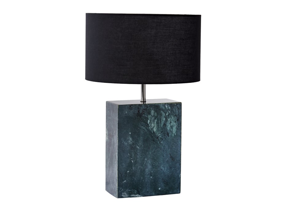 Lampe de table design NOBLE 55cm socle marbre vert abat-jour tissu - 40902