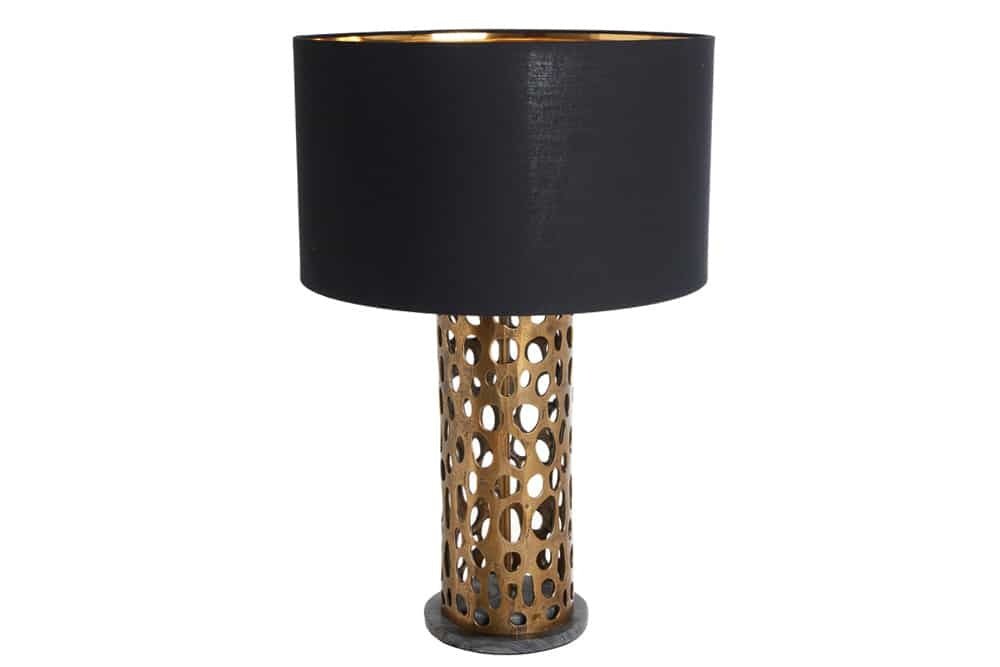 Lampe de table design ABSTRACT LEAF pied en marbre métal cuivre antique fait main - 42230