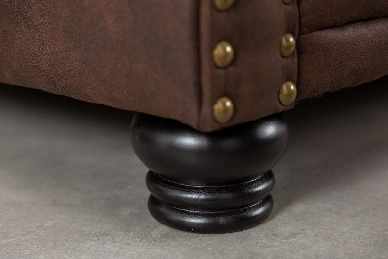 Canapé Chesterfield 2 places 150 cm marron vintage 2 places avec surpiqûres boutons et âme à ressorts - 40653