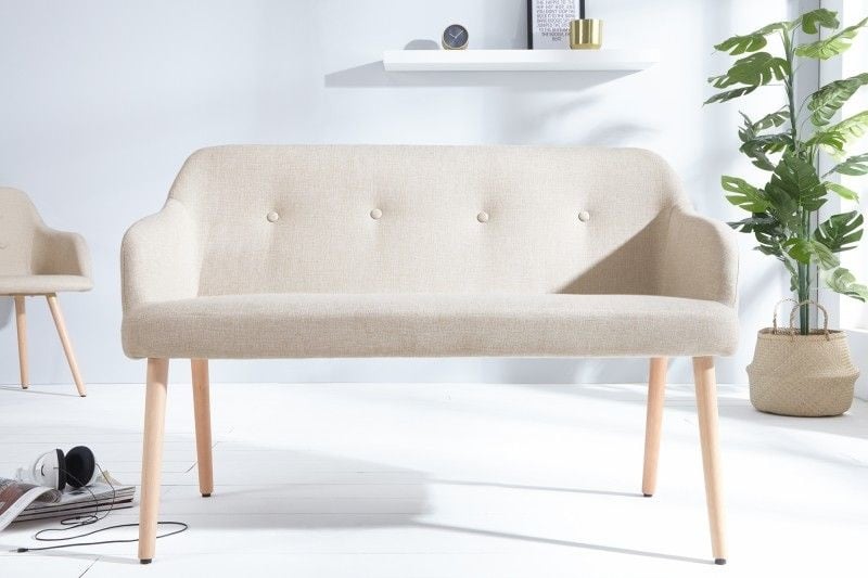 Canapé design SCANDINAVIA MASTERPIECE 116cm en bois de hêtre beige avec accoudoir - 37927