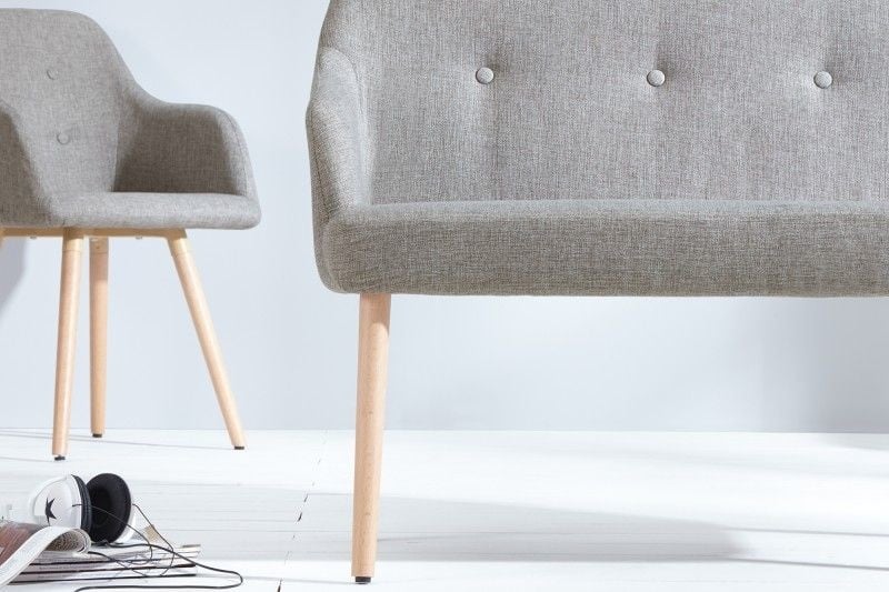 Canapé design SCANDINAVIA MASTERPIECE 116cm en bois de hêtre gris clair avec accoudoir - 37925
