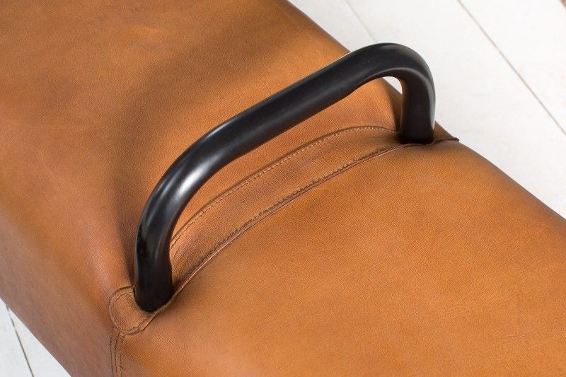 Canapé rétro TURNBOCK 134cm avec revêtement en cuir véritable canapé en bois de manguier - 38481