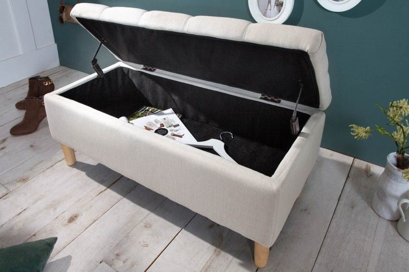 Canapé coffre Chesterfield CASTLE 100cm canapé beige style campagne avec rangements - 40408