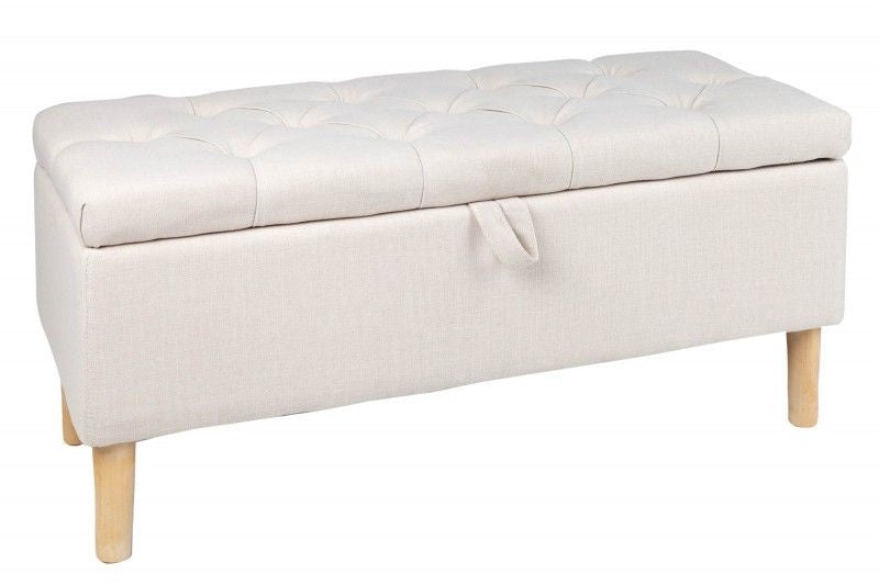 Canapé coffre Chesterfield CASTLE 100cm canapé beige style campagne avec rangements - 40408