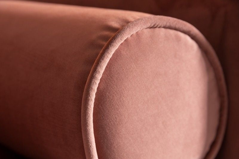 Canapé lounge design 3 places COSY VELVET 220cm âme à ressorts en velours vieux rose - 41071