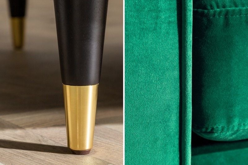 Canapé lounge design 3 places COSY VELVET 220cm âme ressorts en velours vert émeraude - 39845