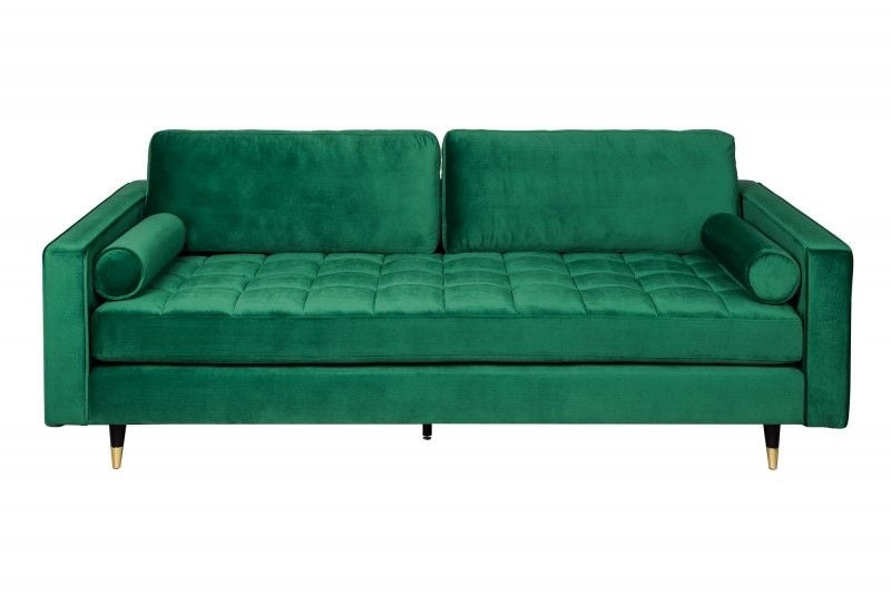 Canapé lounge design 3 places COSY VELVET 220cm âme ressorts en velours vert émeraude - 39845