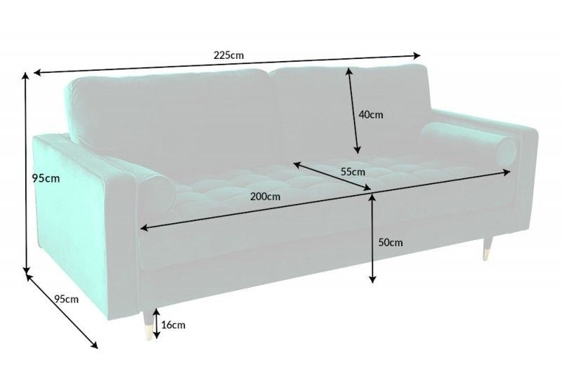 Canapé lounge design 3 places COSY VELVET 220cm âme ressorts en velours vert émeraude - 39845