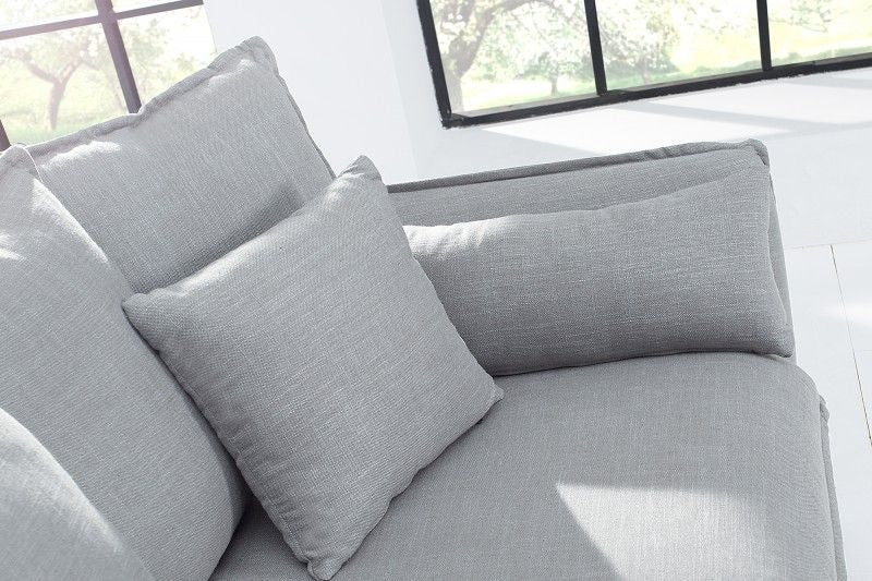 Grand canapé 3 places HEAVEN 200 cm housse de canapé déhoussable en tissu lin gris - 38936