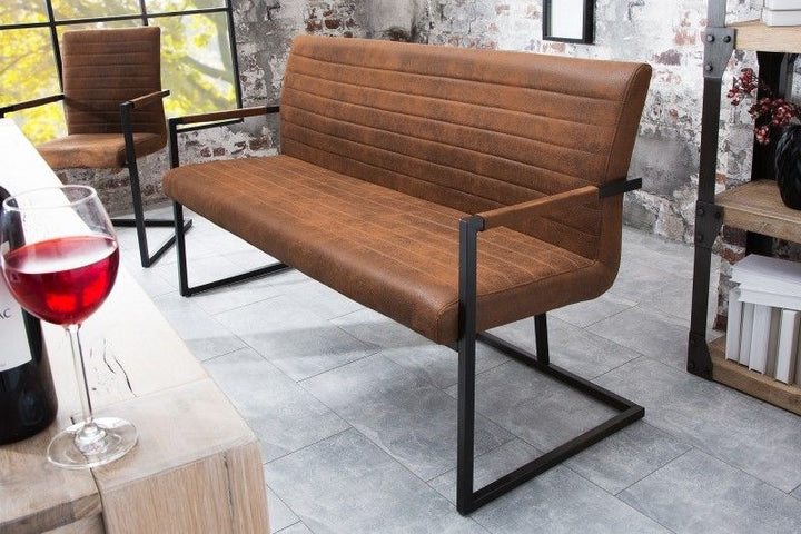 canapé cantilever industriel LOFT 160cm marron vintage avec accoudoir - 38198