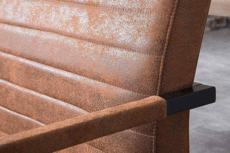 canapé cantilever industriel LOFT 160cm marron vintage avec accoudoir - 38198