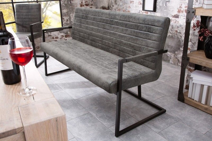 canapé luge industriel LOFT 160cm gris vintage avec accoudoir - 38199
