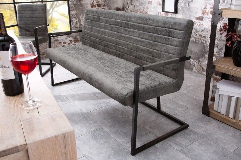 canapé luge industriel LOFT 160cm gris vintage avec accoudoir - 38199