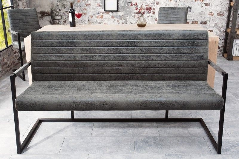 canapé luge industriel LOFT 160cm gris vintage avec accoudoir - 38199