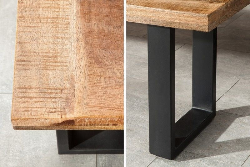 Banc design IRON CRAFT 170cm bois de manguier fer design industriel - 38666