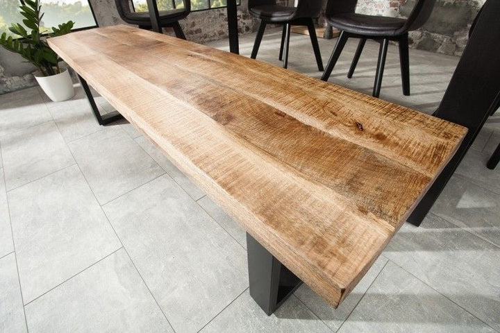 Banc design IRON CRAFT 170cm bois de manguier fer design industriel - 38666