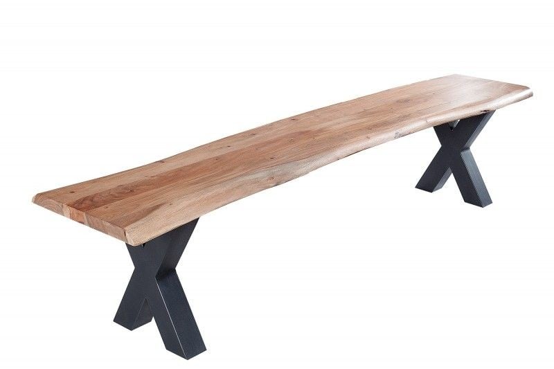 Banc en tronc d'arbre massif MAMMUT NATURE 200 cm en bois d'acacia massif plateau épaisseur 3,5 cm - 38354