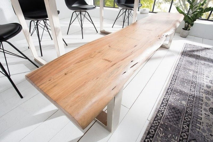 Banquette en tronc d'arbre massif MAMMUT NATURE 200cm Banquette en acacia industriel chic avec piètement luge - 38443