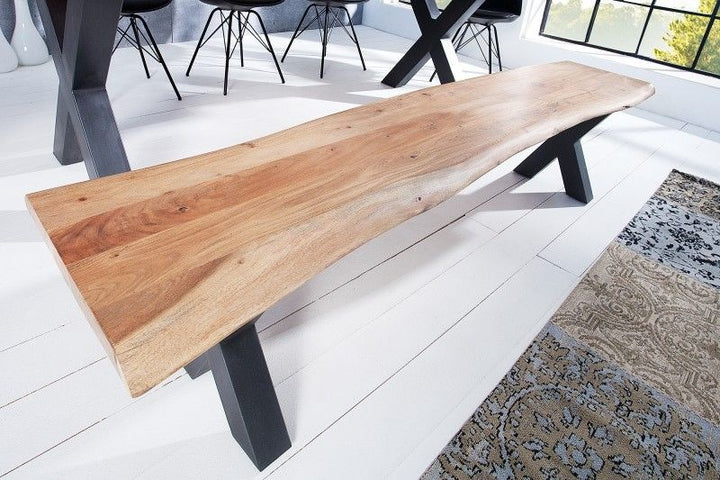 Banc en tronc d'arbre massif MAMMUT NATURE 200 cm en bois d'acacia massif plateau épaisseur 3,5 cm - 38354