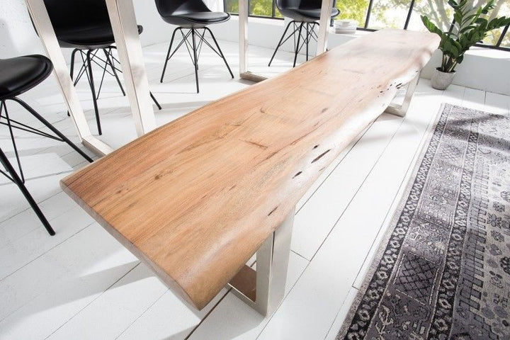 Banquette en tronc d'arbre massif MAMMUT NATURE 200cm Banquette en acacia industriel chic avec piètement luge - 38443