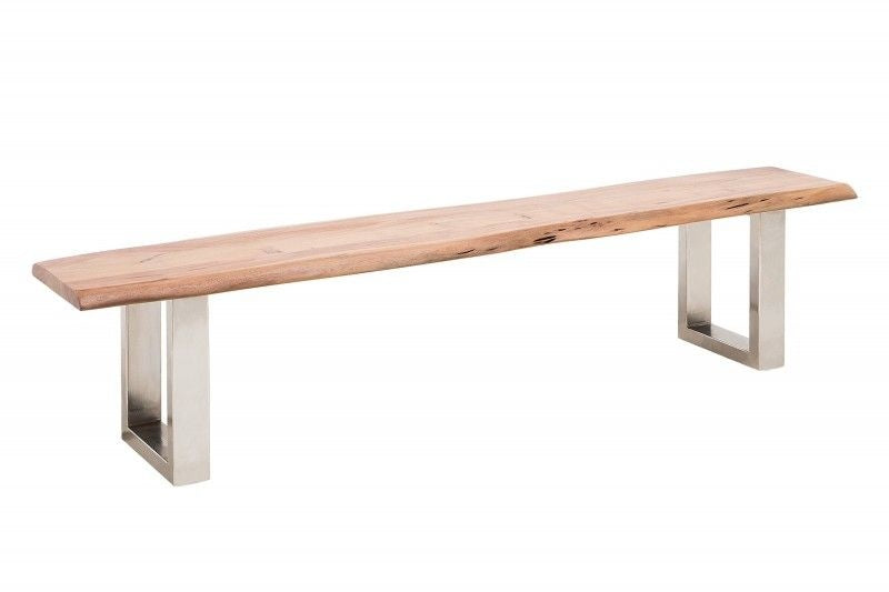 Banquette en tronc d'arbre massif MAMMUT NATURE 200cm Banquette en acacia industriel chic avec piètement luge - 38443