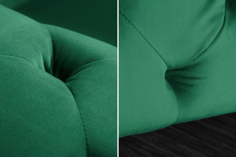 Canapé Chesterfield 3 places MODERN BAROQUE 235cm velours vert émeraude 3 places - 39312