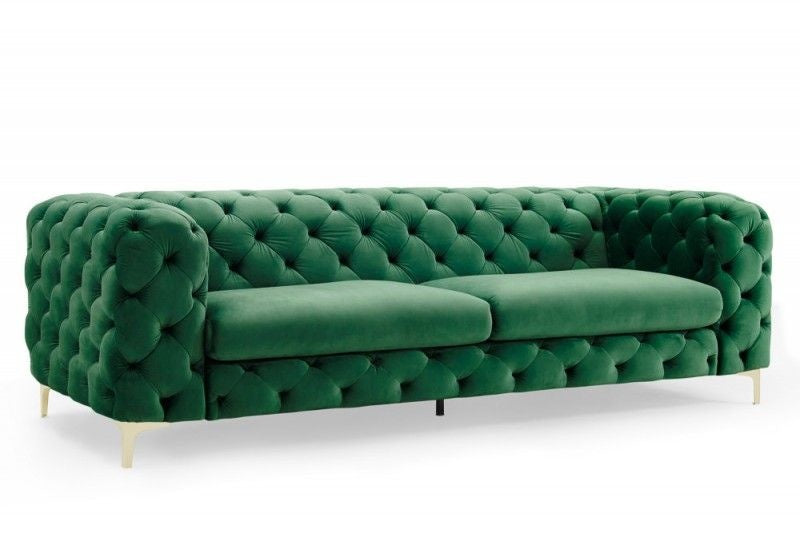 Canapé Chesterfield 3 places MODERN BAROQUE 235cm velours vert émeraude 3 places - 39312
