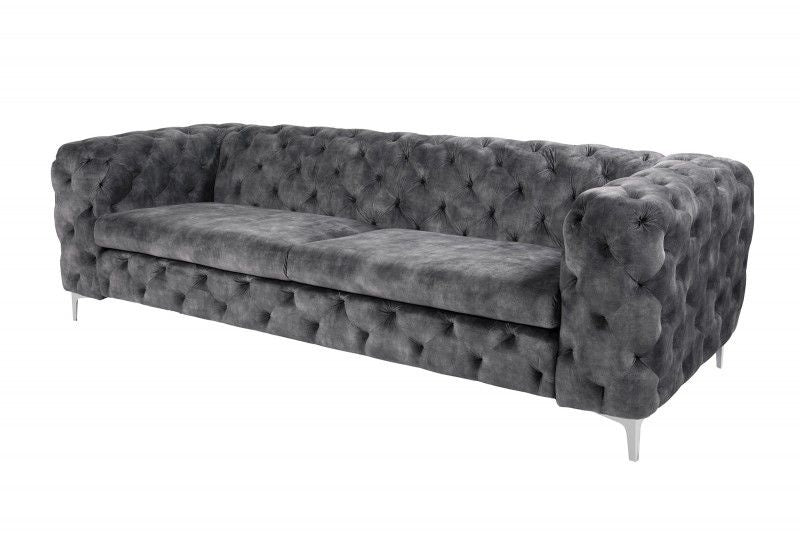 Canapé Chesterfield 3 places MODERN BAROQUE 235cm velours gris foncé 3 places - 41134