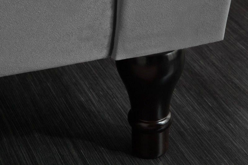 Canapé lounge Chesterfield Design 3 places PARIS 225cm velours gris argent 3 places avec coussins - 40148