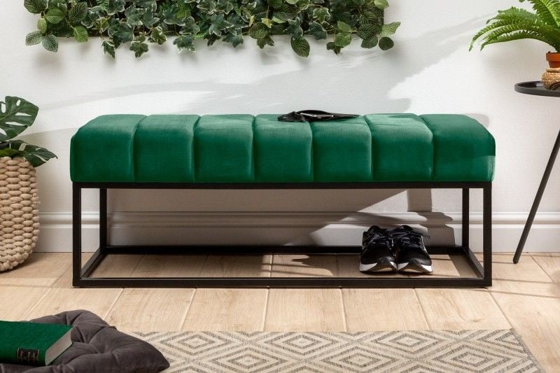 Canapé élégant PETIT BEAUTE 108 cm velours vert émeraude structure noire - 40316