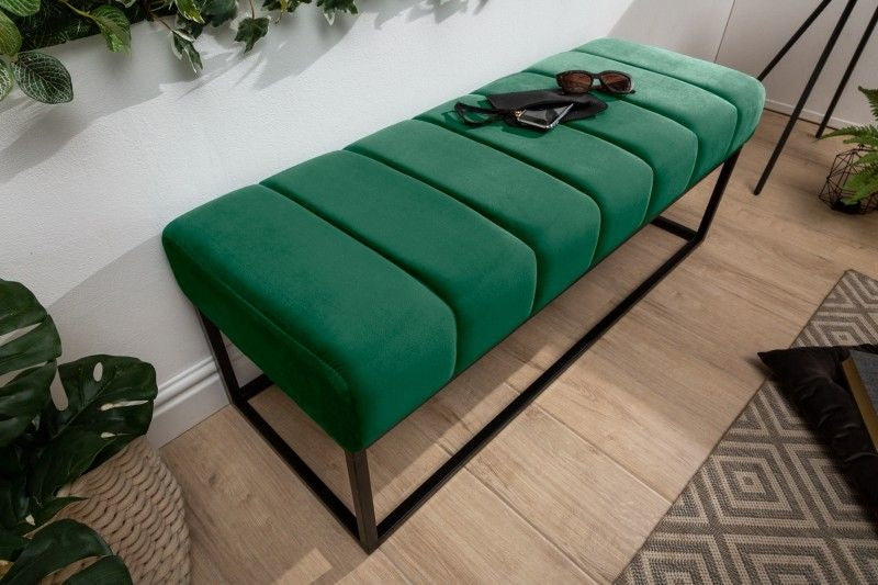 Canapé élégant PETIT BEAUTE 108 cm velours vert émeraude structure noire - 40316
