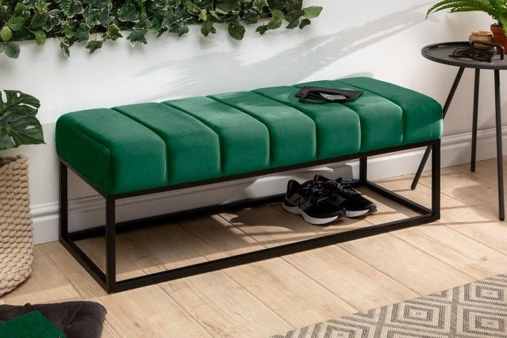 Canapé élégant PETIT BEAUTE 108 cm velours vert émeraude structure noire - 40316