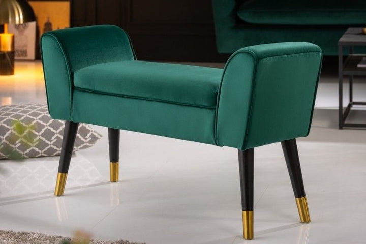 Canapé élégant SCARLETT 90cm velours vert émeraude avec accoudoirs - 40406
