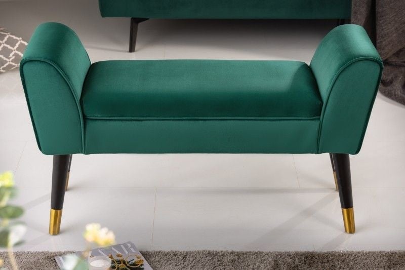 Canapé élégant SCARLETT 90cm velours vert émeraude avec accoudoirs - 40406