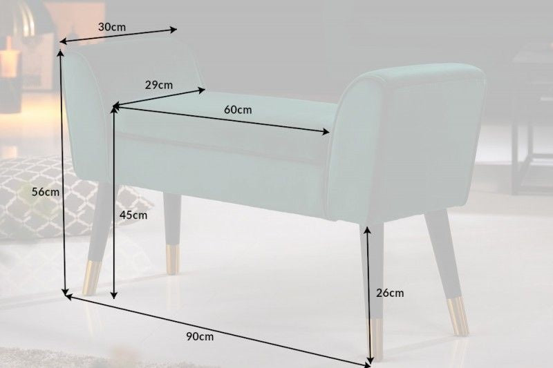 Canapé élégant SCARLETT 90cm velours vert émeraude avec accoudoirs - 40406