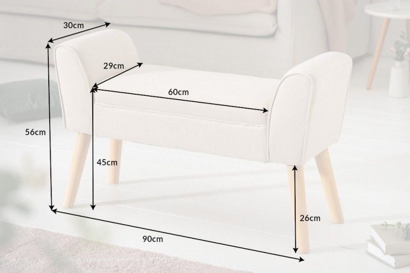 Canapé élégant SCARLETT 90cm beige avec accoudoirs - 40407