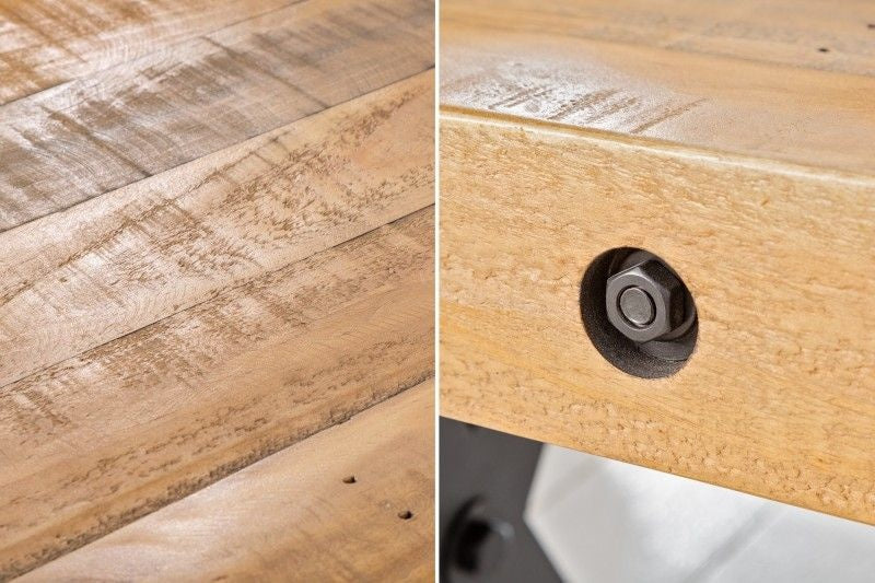 Banc massif THOR 200cm en bois de pin naturel recyclé au design industriel - 40454
