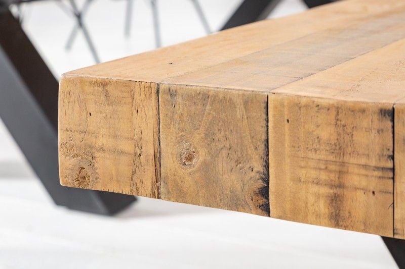 Banc massif THOR 200cm en bois de pin naturel recyclé au design industriel - 40454