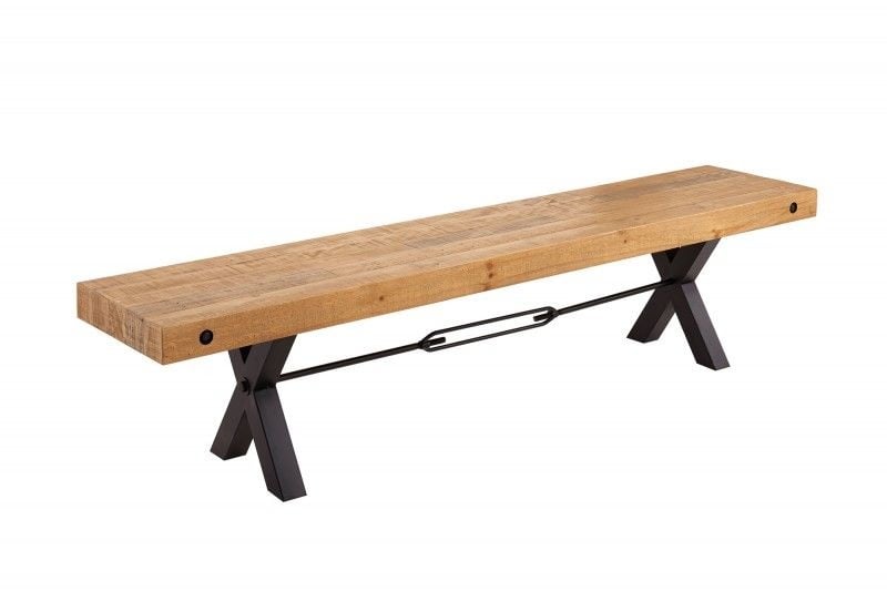 Banc massif THOR 200cm en bois de pin naturel recyclé au design industriel - 40454