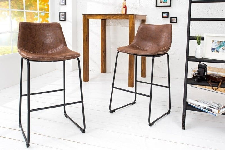 Chaise de bar design DJANGO marron vintage avec structure en fer - 37348