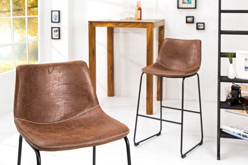 Chaise de bar design DJANGO marron vintage avec structure en fer - 37348