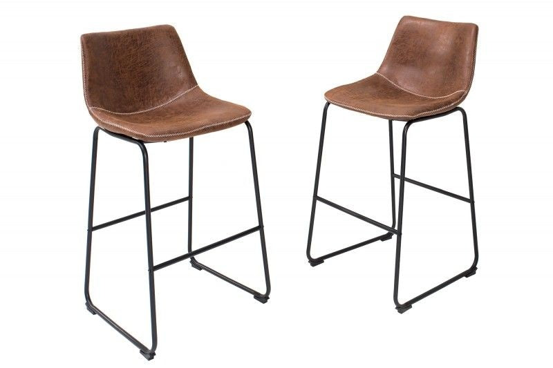 Chaise de bar design DJANGO marron vintage avec structure en fer - 37348
